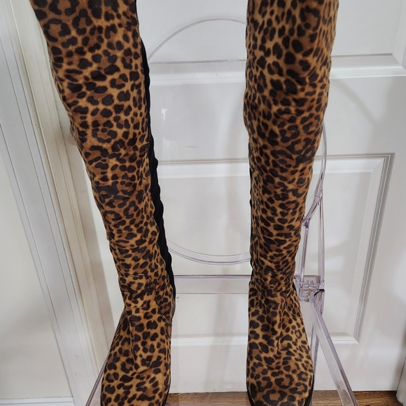 Unisa over the knee leopard print boots - Picture 2 of 10